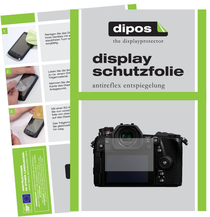 PanasonicLumix DC-G9 mit aufgebrachter dipos Displayschutzfolie, die lästige Fingerabdrücke minimiert