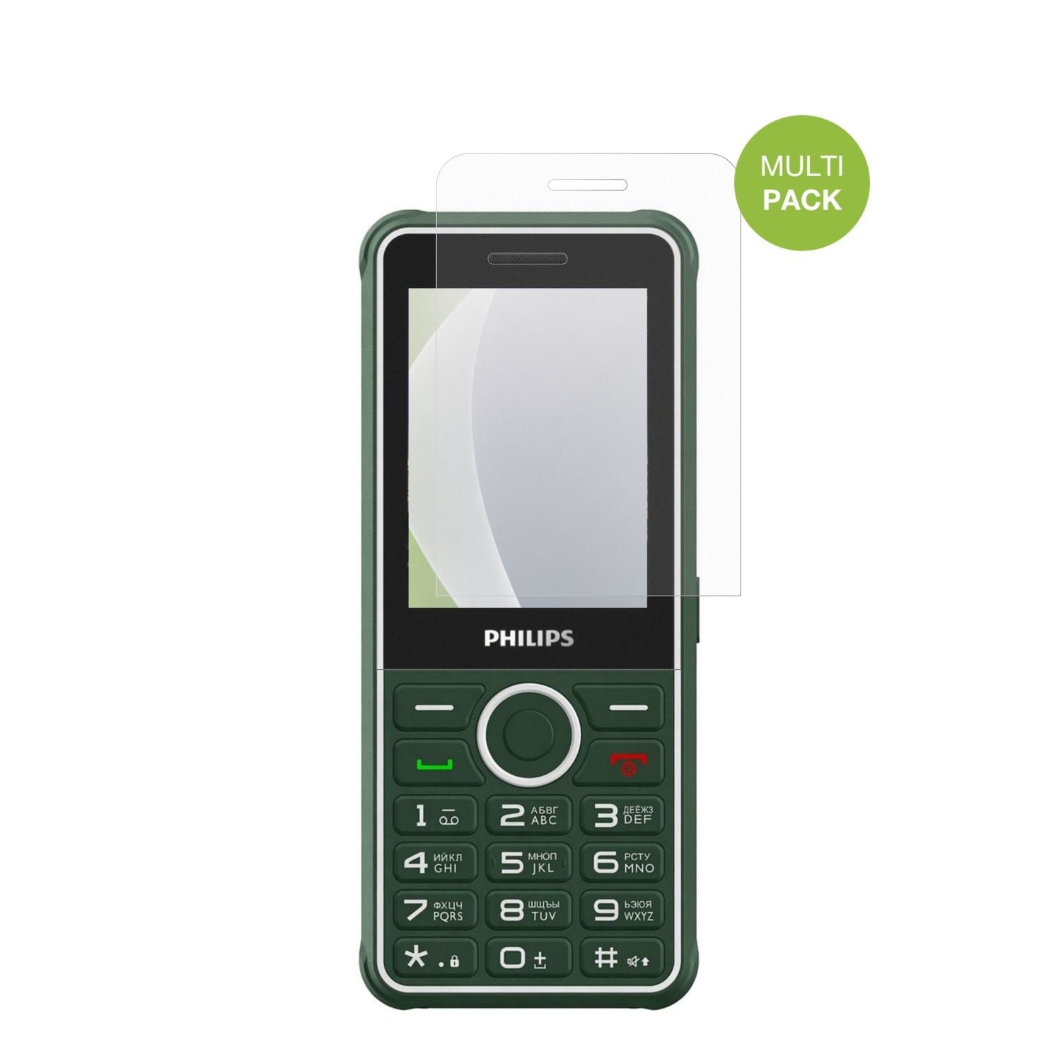 PhilipsXenium E2301 mit aufgebrachter dipos Displayschutzfolie, die lästige Fingerabdrücke minimiert