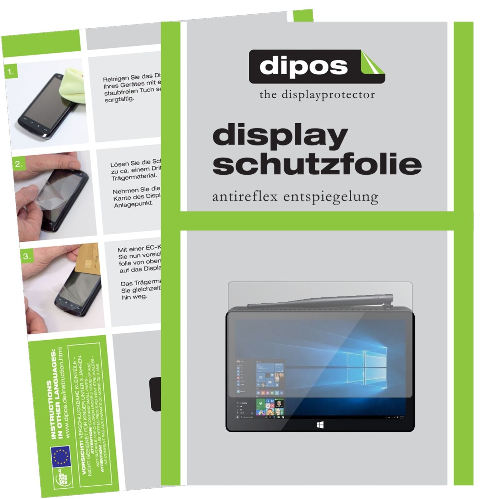 PipoX12 mit aufgebrachter dipos Displayschutzfolie, die lästige Fingerabdrücke minimiert