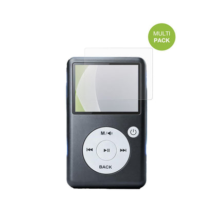 PlayerPure5X MP3-Player mit aufgebrachter dipos Displayschutzfolie, die lästige Fingerabdrücke minimiert