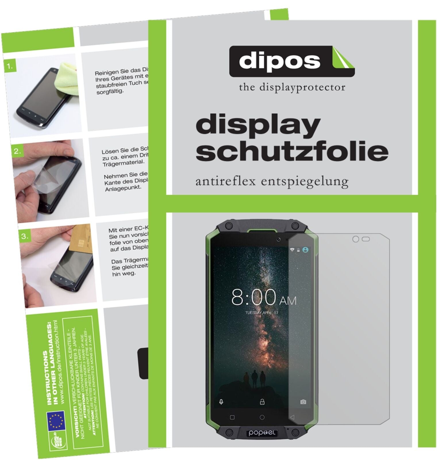 Matte Displayschutzfolie von dipos passend für Poptel P9000 Max, präziser Zuschnitt und blasenfrei montiert