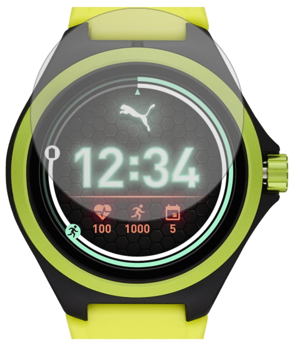 PumaGen 4 Heart Rate Smartwatch mit aufgebrachter dipos Displayschutzfolie, die lästige Fingerabdrücke minimiert