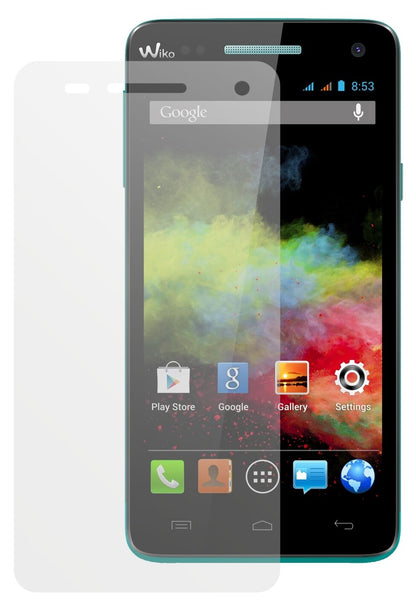 RainbowWiko mit aufgebrachter dipos Displayschutzfolie, die lästige Fingerabdrücke minimiert