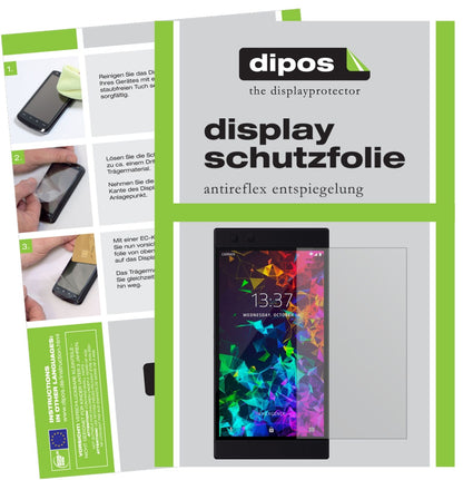 RazerPhone 2 mit aufgebrachter dipos Displayschutzfolie, die lästige Fingerabdrücke minimiert