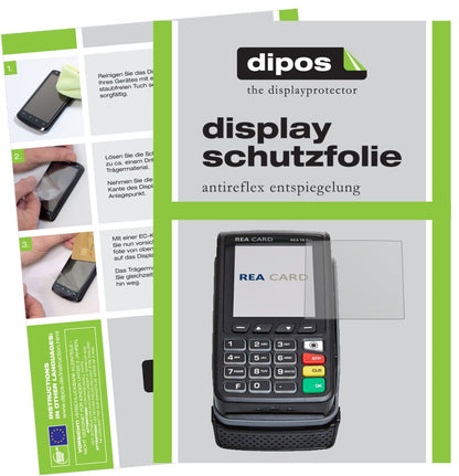REA CARDT8 flex Terminal mit aufgebrachter dipos Displayschutzfolie, die lästige Fingerabdrücke minimiert