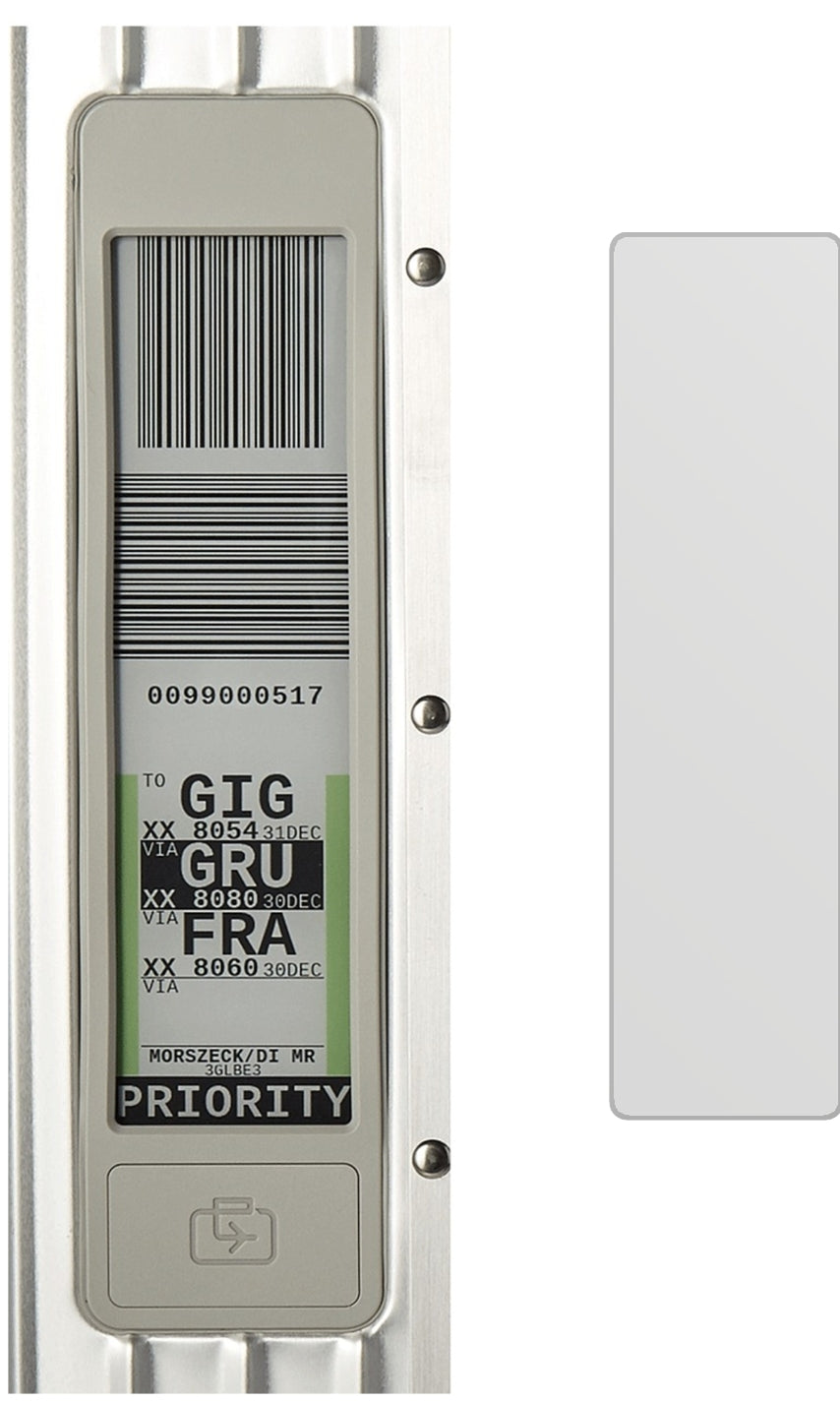 RimovaElectronic Tag mit aufgebrachter dipos Displayschutzfolie, die lästige Fingerabdrücke minimiert