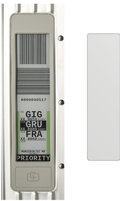 RimovaElectronic Tag mit aufgebrachter dipos Displayschutzfolie, die lästige Fingerabdrücke minimiert