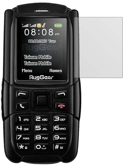 RugGearRG129 mit aufgebrachter dipos Displayschutzfolie, die lästige Fingerabdrücke minimiert
