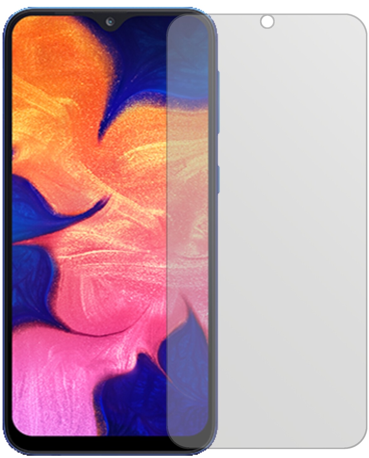 SamsungGalaxy A10 mit aufgebrachter dipos Displayschutzfolie, die lästige Fingerabdrücke minimiert