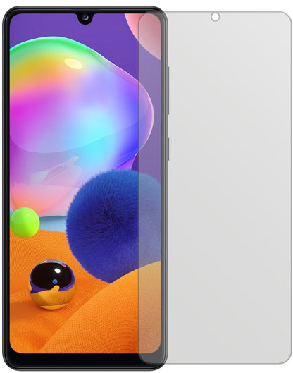 SamsungGalaxy A31 mit aufgebrachter dipos Displayschutzfolie, die lästige Fingerabdrücke minimiert