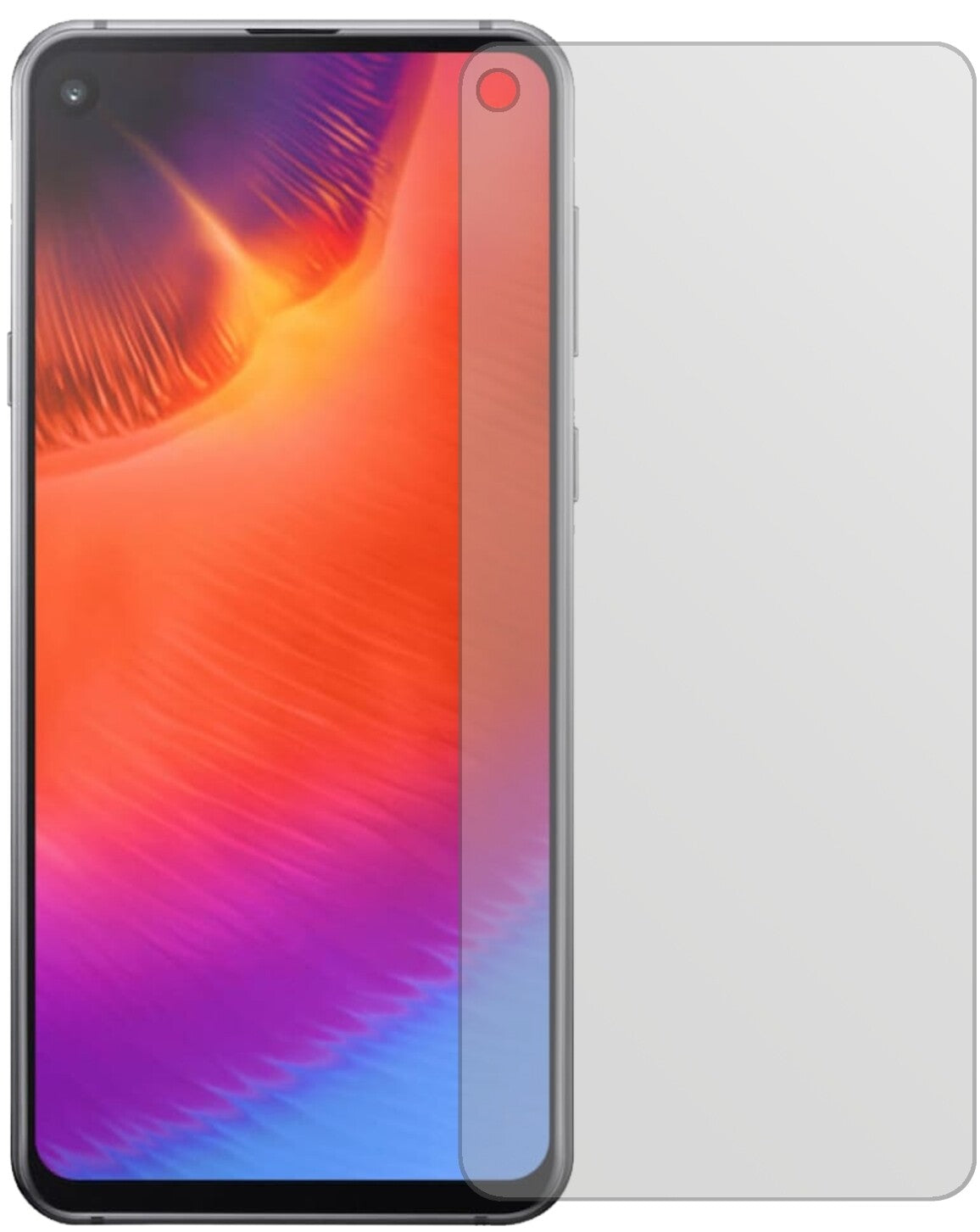 SamsungGalaxy A60 mit aufgebrachter dipos Displayschutzfolie, die lästige Fingerabdrücke minimiert