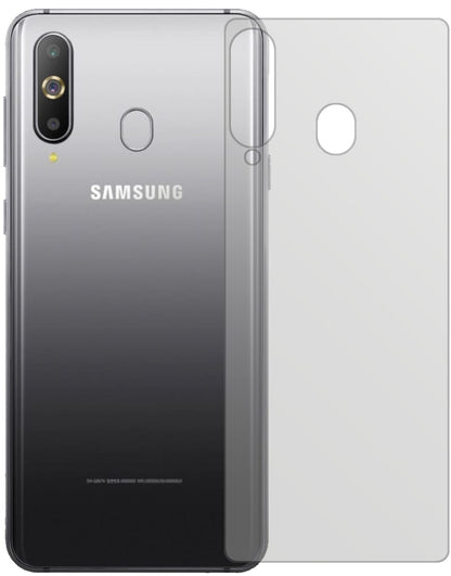 SamsungGalaxy A60 Rückseite mit aufgebrachter dipos Displayschutzfolie, die lästige Fingerabdrücke minimiert