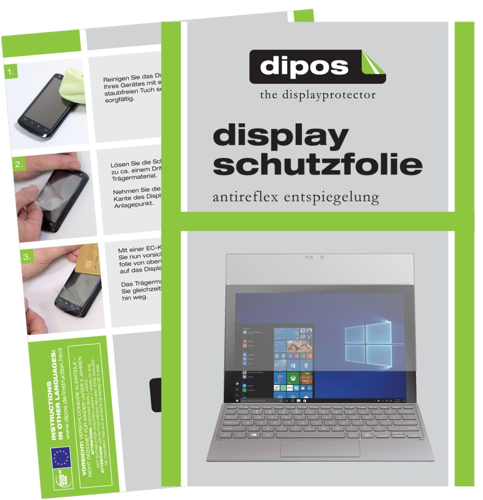 SamsungGalaxy Book 2 12.0 Zoll mit aufgebrachter dipos Displayschutzfolie, die lästige Fingerabdrücke minimiert