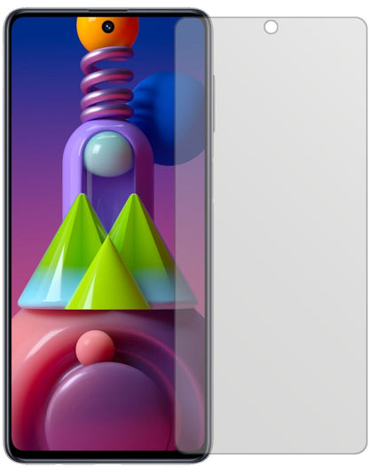 SamsungGalaxy M51 mit aufgebrachter dipos Displayschutzfolie, die lästige Fingerabdrücke minimiert