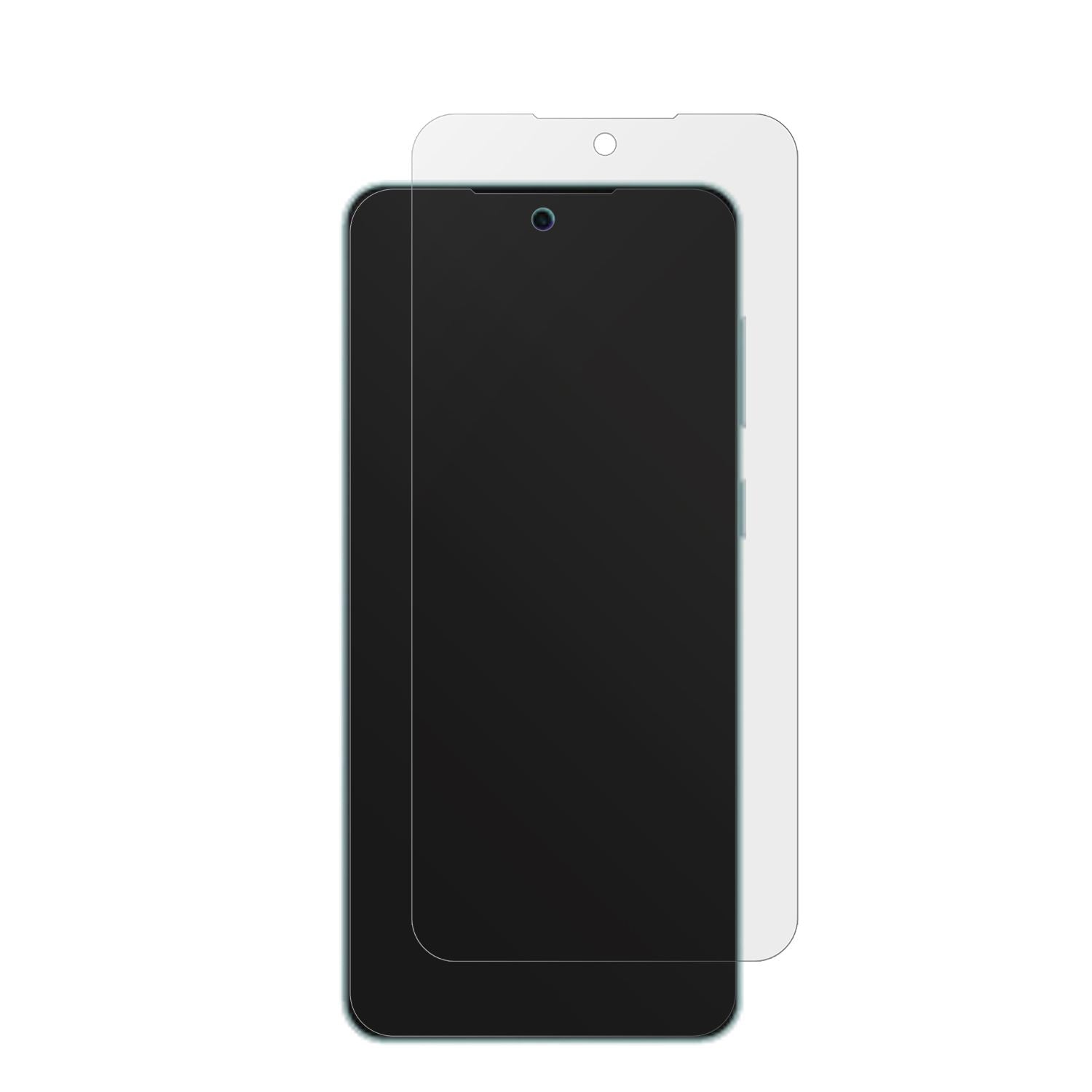 SamsungGalaxy M55 5G mit aufgebrachter dipos Displayschutzfolie, die lästige Fingerabdrücke minimiert