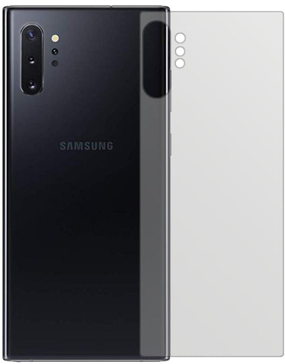 SamsungGalaxy Note 10 Plus Rückseite mit aufgebrachter dipos Displayschutzfolie, die lästige Fingerabdrücke minimiert