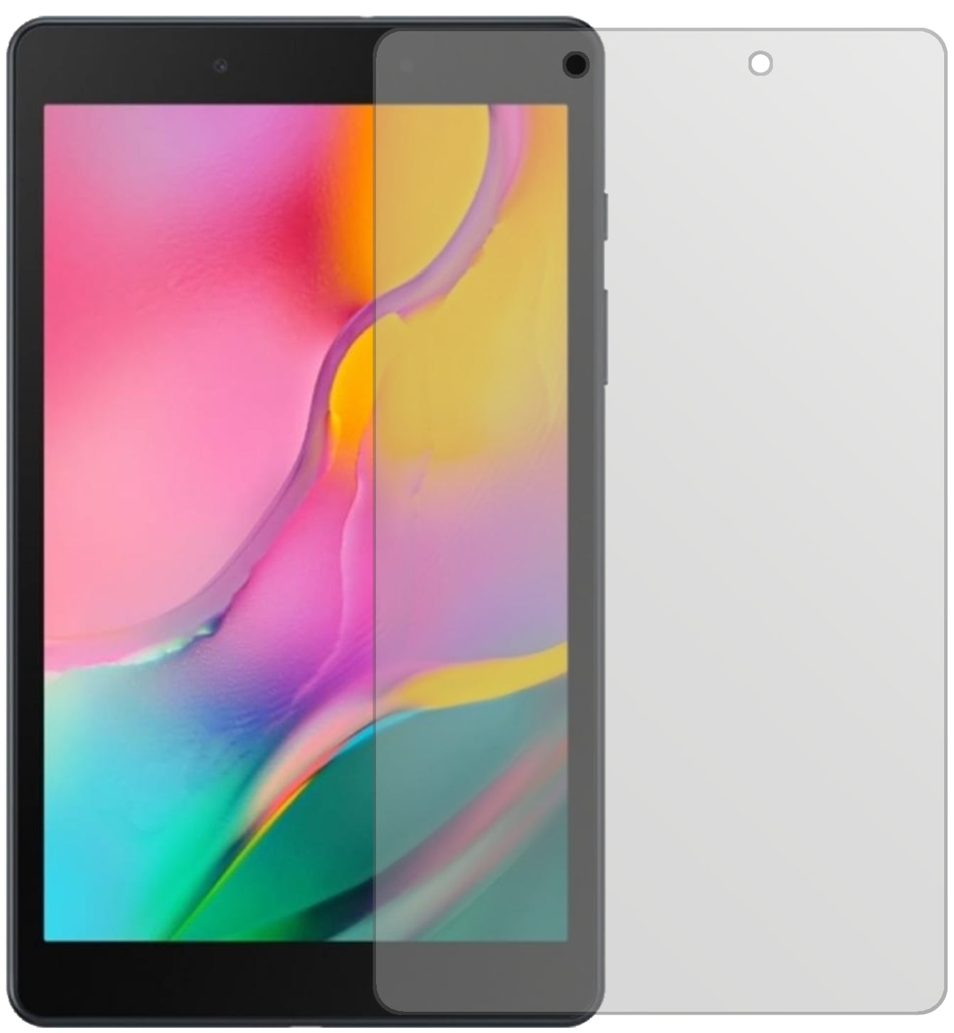 SamsungGalaxy Tab A 8.0 (2019) mit aufgebrachter dipos Displayschutzfolie, die lästige Fingerabdrücke minimiert