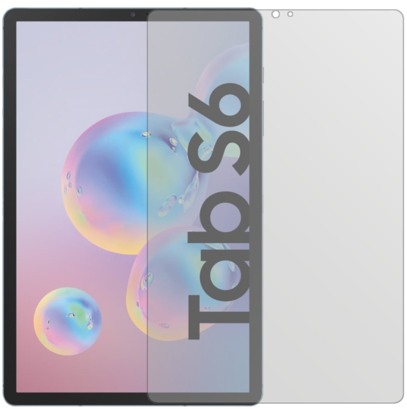 SamsungGalaxy Tab S6 mit aufgebrachter dipos Displayschutzfolie, die lästige Fingerabdrücke minimiert