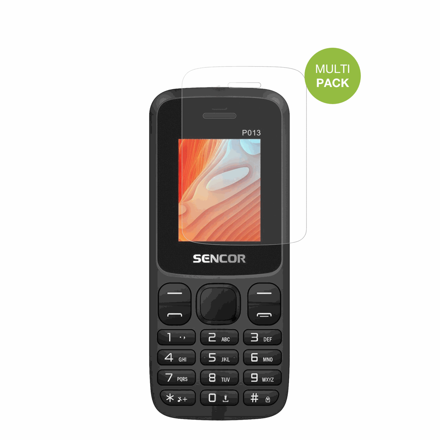 SencorElement P013 mit aufgebrachter dipos Displayschutzfolie, die l�stige Fingerabdr�cke minimiert