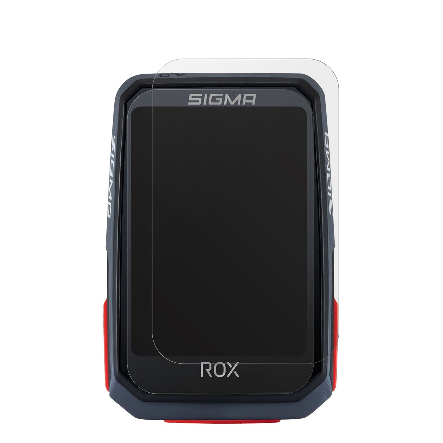 SIGMASport Rox 4.0 mit aufgebrachter dipos Displayschutzfolie, die lästige Fingerabdrücke minimiert