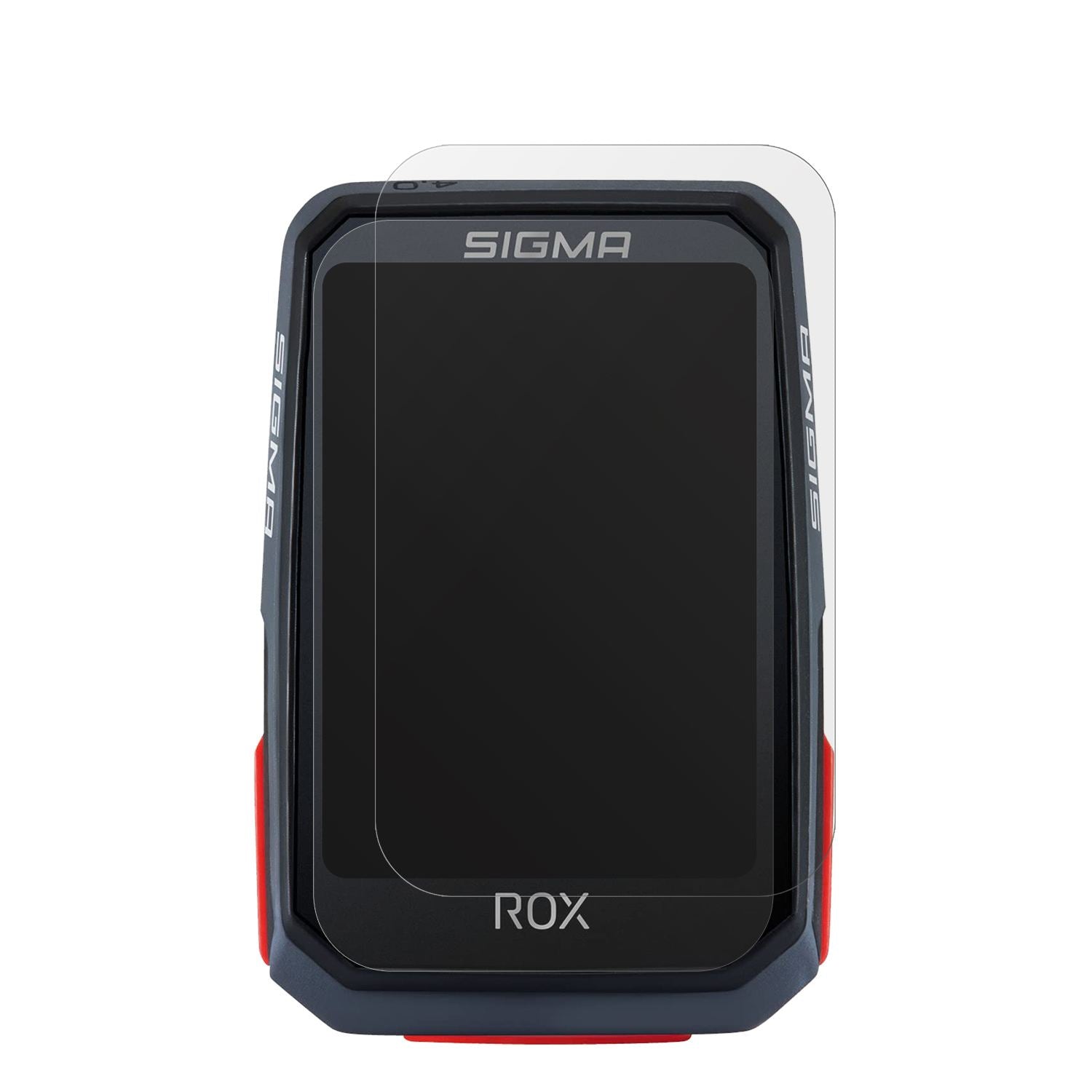 SIGMASport Rox 4.0 mit aufgebrachter dipos Displayschutzfolie, die lästige Fingerabdrücke minimiert
