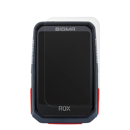 SIGMASport Rox 4.0 mit aufgebrachter dipos Displayschutzfolie, die lästige Fingerabdrücke minimiert