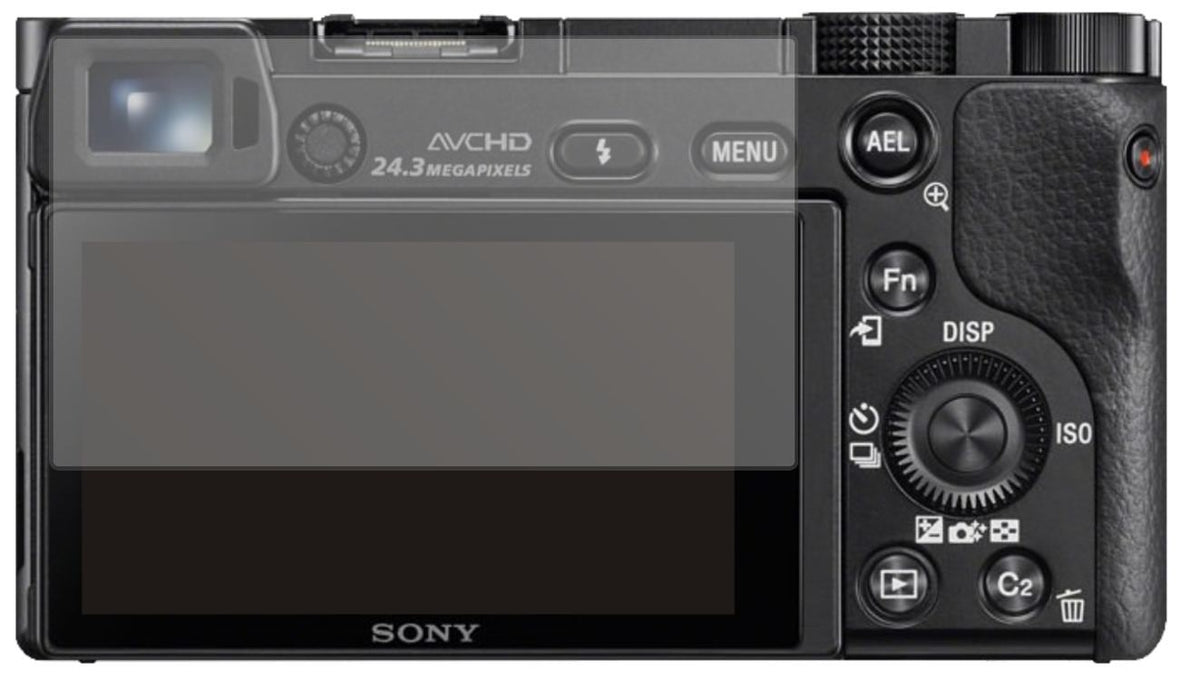 SonyAlpha 6100 mit aufgebrachter dipos Displayschutzfolie, die lästige Fingerabdrücke minimiert