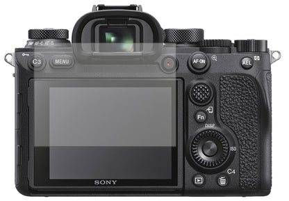 SonyAlpha 99 II mit aufgebrachter dipos Displayschutzfolie, die lästige Fingerabdrücke minimiert