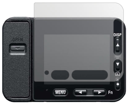 SonyDSC-RX0M2 mit aufgebrachter dipos Displayschutzfolie, die lästige Fingerabdrücke minimiert