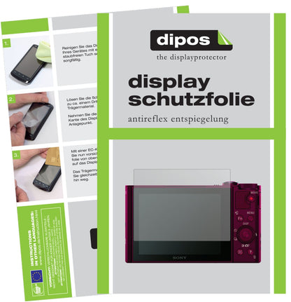 SonyDSC-WX500 mit aufgebrachter dipos Displayschutzfolie, die lästige Fingerabdrücke minimiert