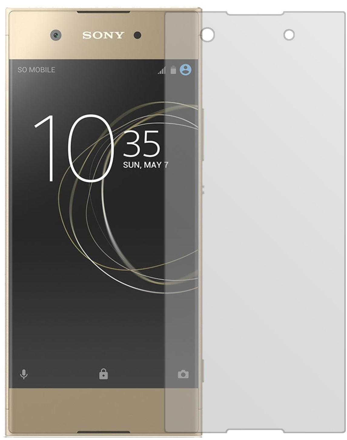 SonyXperia XA1 mit aufgebrachter dipos Displayschutzfolie, die lästige Fingerabdrücke minimiert