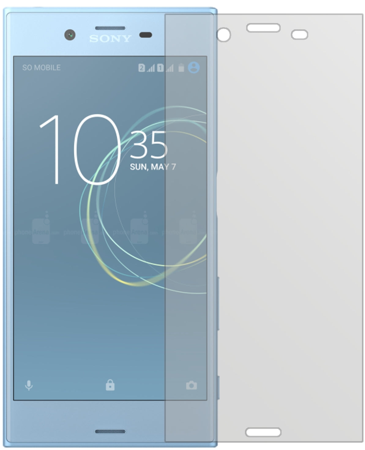 SonyXperia XZs mit aufgebrachter dipos Displayschutzfolie, die lästige Fingerabdrücke minimiert