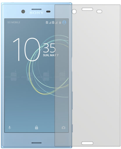 SonyXperia XZs mit aufgebrachter dipos Displayschutzfolie, die lästige Fingerabdrücke minimiert