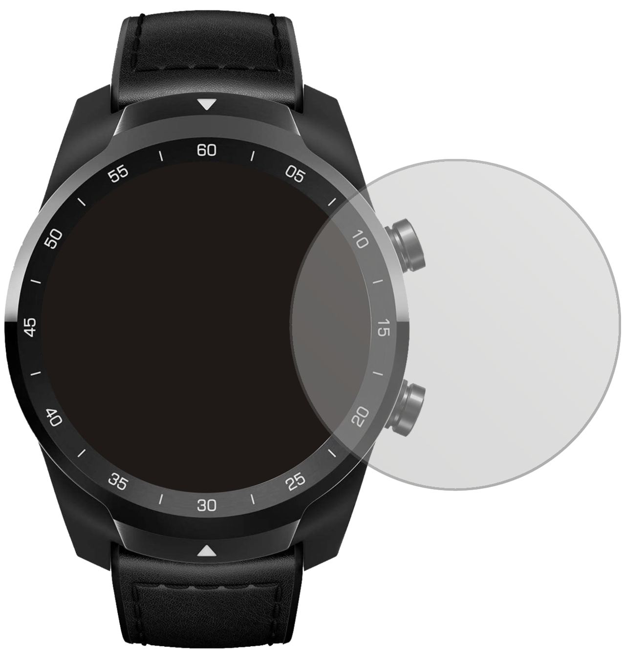 TicWatchPro S mit aufgebrachter dipos Displayschutzfolie, die lästige Fingerabdrücke minimiert