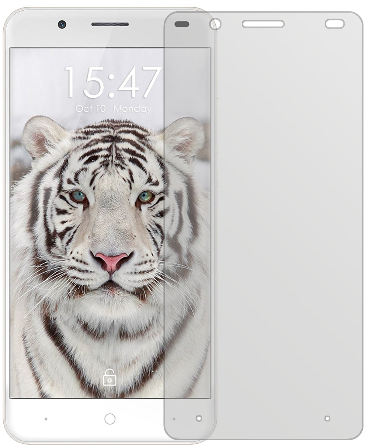 UlefoneTiger mit aufgebrachter dipos Displayschutzfolie, die lästige Fingerabdrücke minimiert