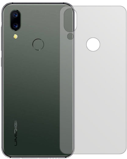 UmidigiA3S Rückseite mit aufgebrachter dipos Displayschutzfolie, die lästige Fingerabdrücke minimiert