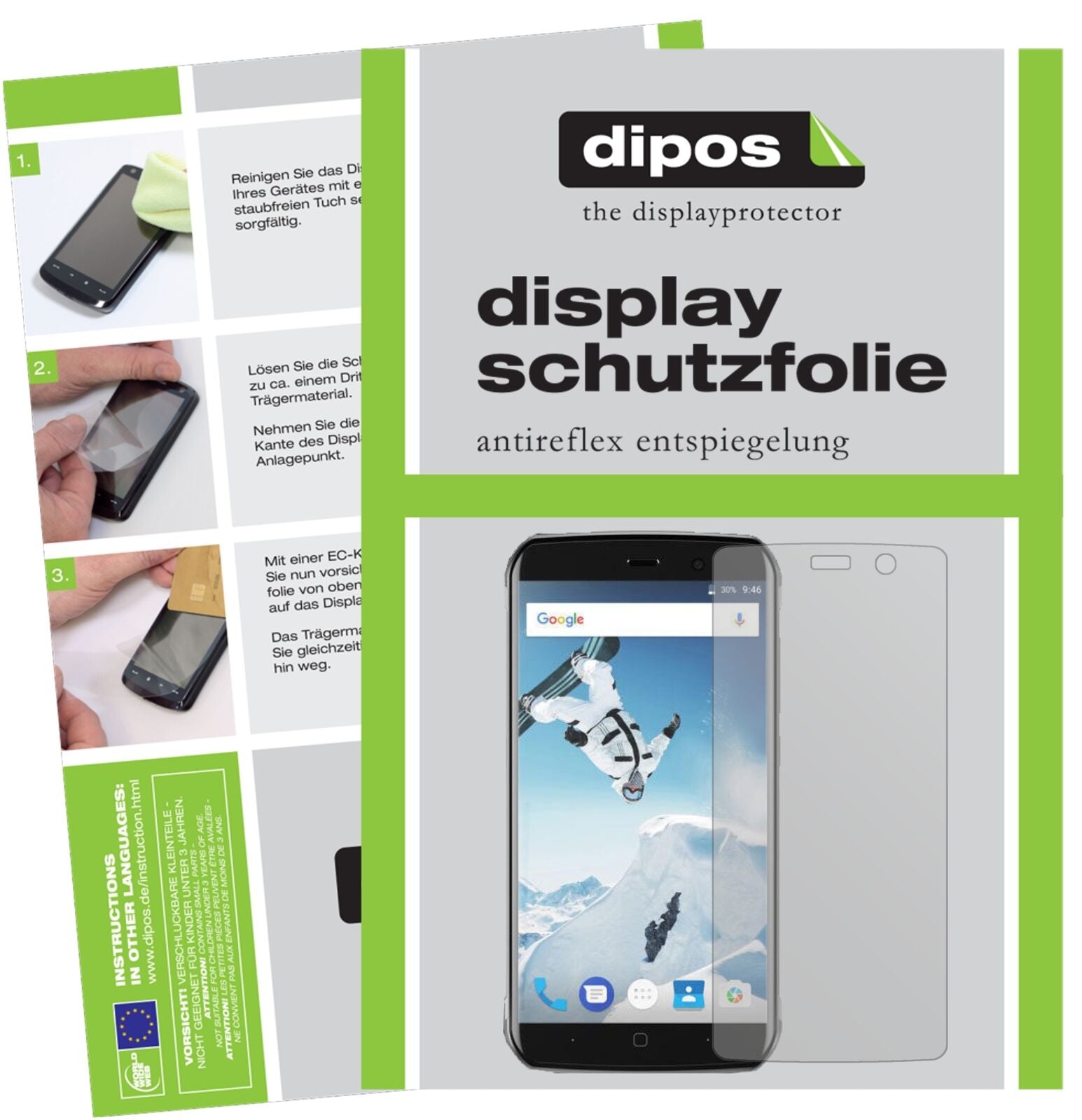 VerneeActive mit aufgebrachter dipos Displayschutzfolie, die lästige Fingerabdrücke minimiert