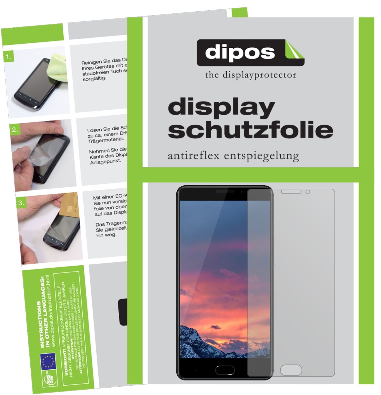 VerneeThor Plus mit aufgebrachter dipos Displayschutzfolie, die lästige Fingerabdrücke minimiert