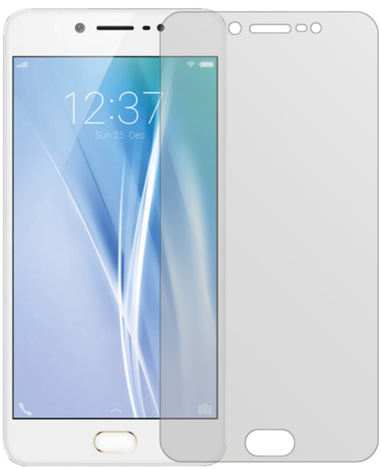 VivoV5 mit aufgebrachter dipos Displayschutzfolie, die lästige Fingerabdrücke minimiert