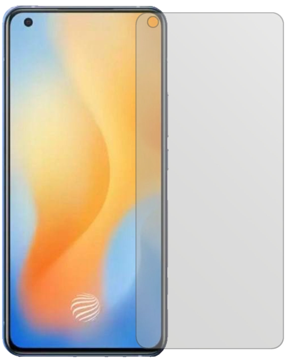 VivoX50 mit aufgebrachter dipos Displayschutzfolie, die lästige Fingerabdrücke minimiert