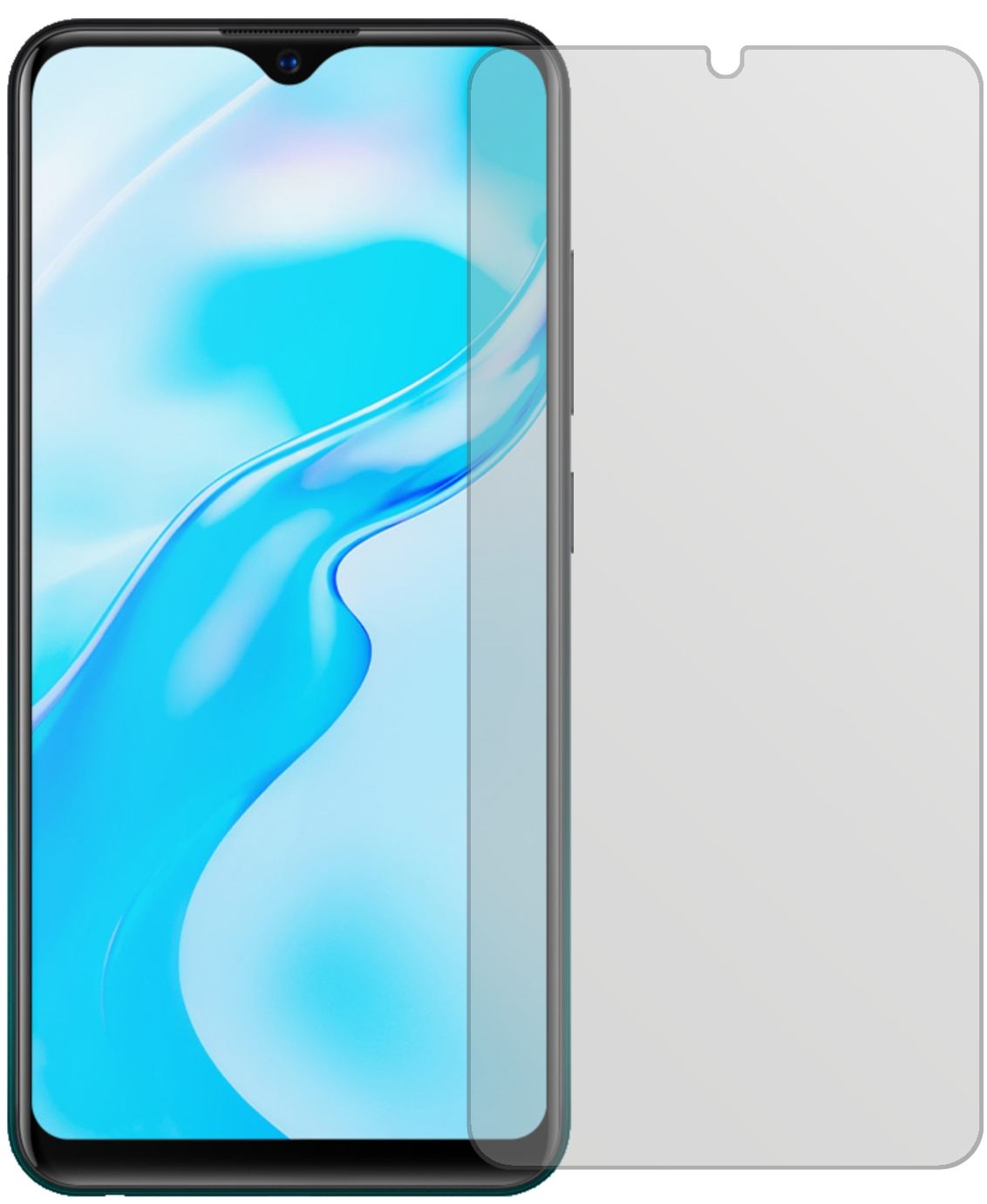 VivoY3s mit aufgebrachter dipos Displayschutzfolie, die lästige Fingerabdrücke minimiert