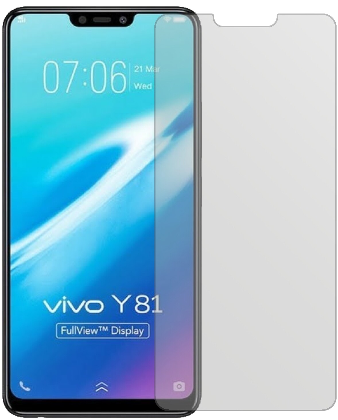 VivoY81 mit aufgebrachter dipos Displayschutzfolie, die lästige Fingerabdrücke minimiert