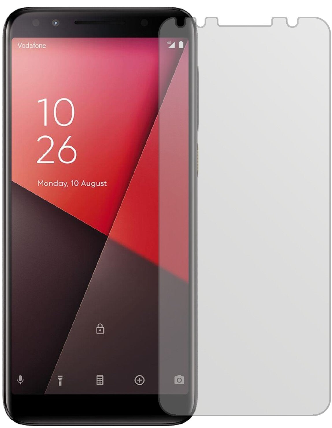 VodafoneSmart N9 mit aufgebrachter dipos Displayschutzfolie, die lästige Fingerabdrücke minimiert