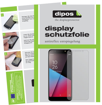 VodafoneSmart N9 Lite mit aufgebrachter dipos Displayschutzfolie, die lästige Fingerabdrücke minimiert