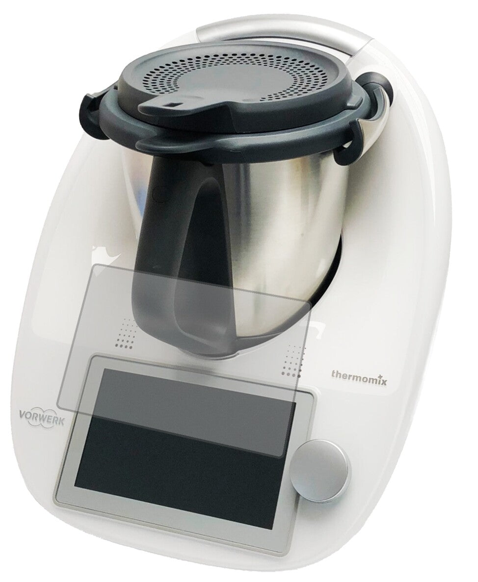 VorwerkThermomix TM6 mit aufgebrachter dipos Displayschutzfolie, die lästige Fingerabdrücke minimiert