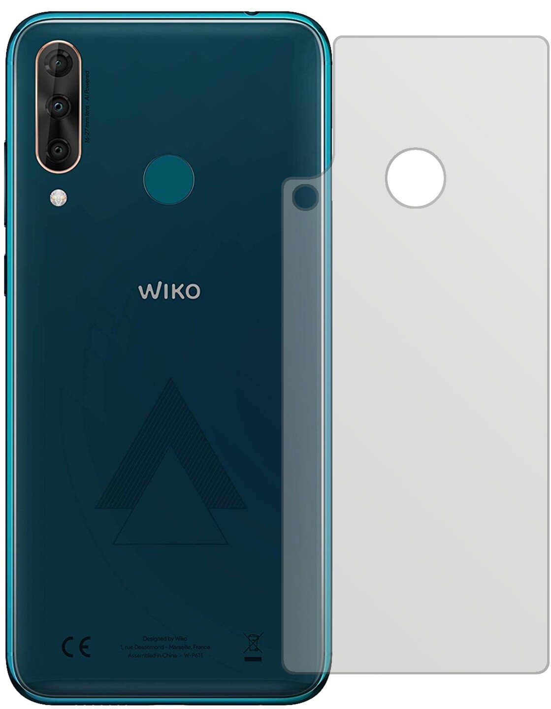 WikoView 3 Pro Rückseite mit aufgebrachter dipos Displayschutzfolie, die lästige Fingerabdrücke minimiert