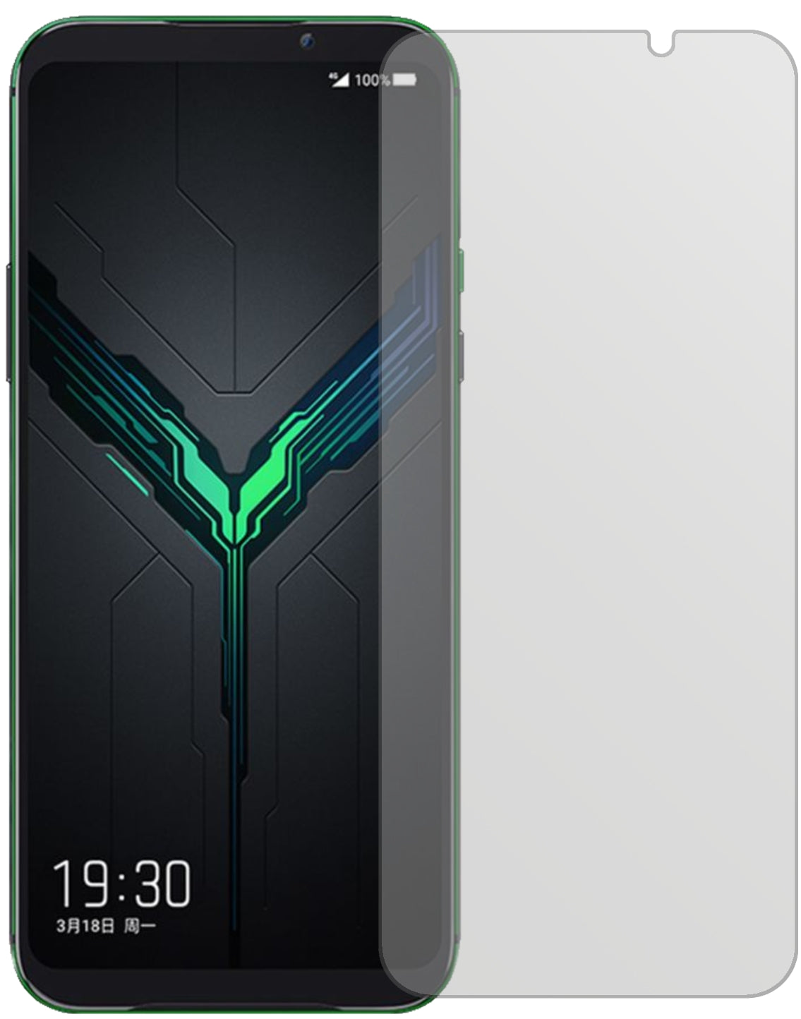 XiaomiBlack Shark 2 mit aufgebrachter dipos Displayschutzfolie, die lästige Fingerabdrücke minimiert