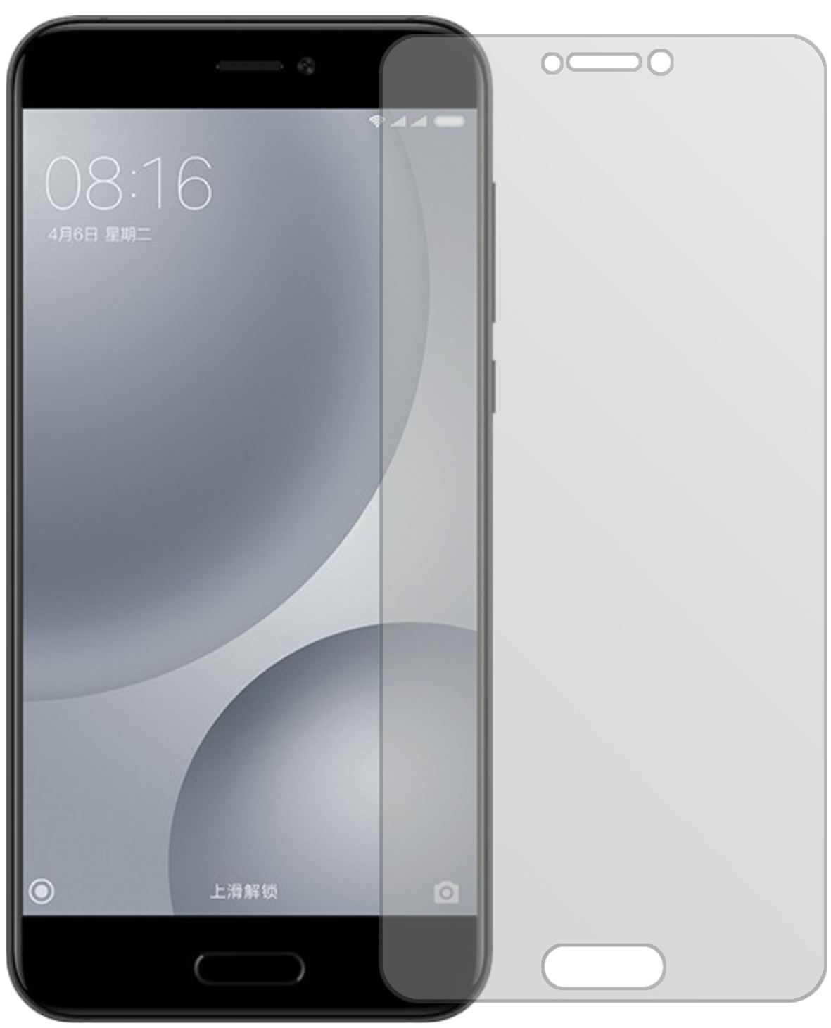 XiaomiMi 5c mit aufgebrachter dipos Displayschutzfolie, die lästige Fingerabdrücke minimiert