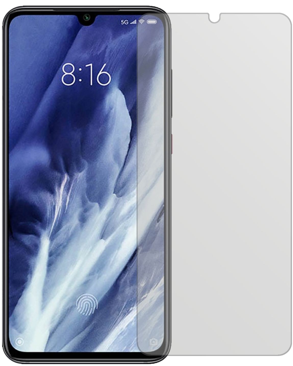 XiaomiMi 9 Pro 5G mit aufgebrachter dipos Displayschutzfolie, die lästige Fingerabdrücke minimiert