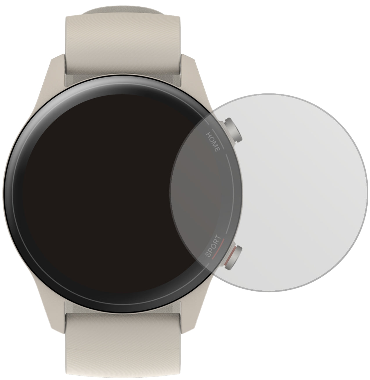 XiaomiMi Watch mit aufgebrachter dipos Displayschutzfolie, die lästige Fingerabdrücke minimiert